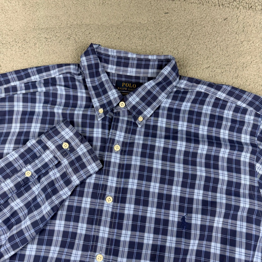 Polo Ralph Lauren Shirt Mens XLT Blue Plaid Button Down  Performance Long Sleeve